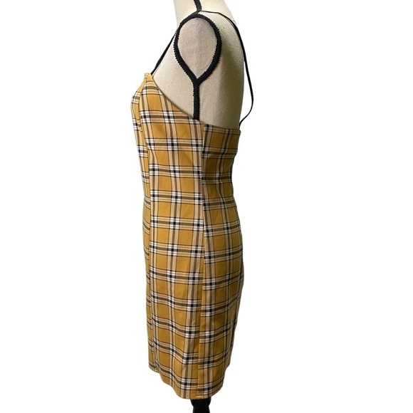 Urban Outfitters Mini Dress Sz Large Plaid Yellow Clueless 90s - Picture 4 of 9